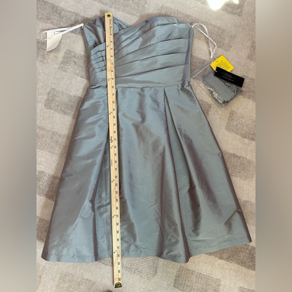 Alfred Sung Womens Draped Bodice Short Bridesmaid Dress D538 Atlantis NWT - Picture 8 of 11